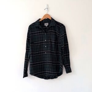 GH Bass & Company Green Navy Plaid Tartan Flannel Loose Button-Up Shirt Sz M